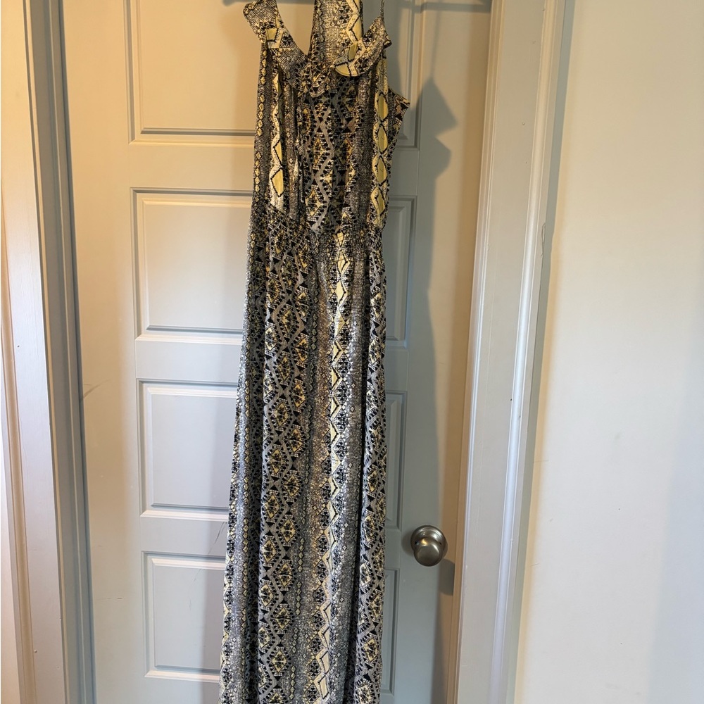 Parker Black and Cream Geometric Maxi Dress